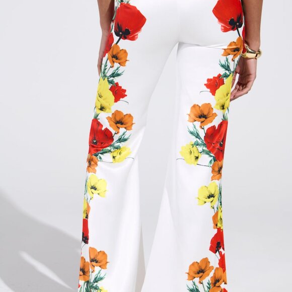 AKIRA MIND MY OWN FLORAL SATIN TROUSERS Size SS - Picture 3 of 4